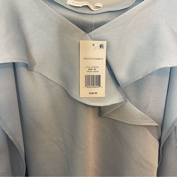 Jonathan Simkhai The Diane Satin Off Shoulder Top in Light Sky. XS NWT - Picture 12 of 12
